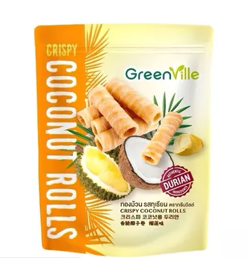 Green Ville Crispy Coconut Rolls Durian 70g